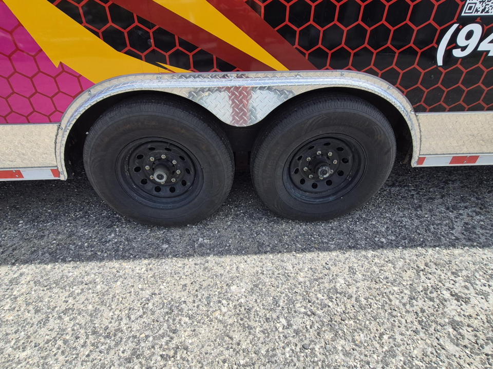 Used 2025 All World Trailers 8.5x22 Tandem Axle Toy Hauler Trailer with Restroom & Shower | Concession