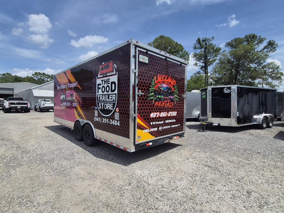 Used 2025 All World Trailers 8.5x22 Tandem Axle Toy Hauler Trailer with Restroom & Shower | Concession