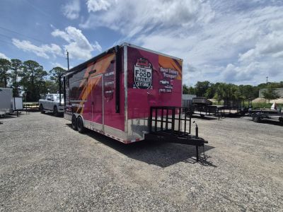 Used 2025 All World Trailers 8.5x22 Tandem Axle Toy Hauler Trailer with Restroom & Shower | Concession