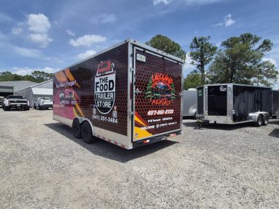 Used 2025 All World Trailers 8.5x22 Tandem Axle Toy Hauler Trailer with Restroom & Shower | Concession
