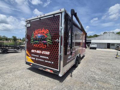 Used 2025 All World Trailers 8.5x22 Tandem Axle Toy Hauler Trailer with Restroom & Shower | Concession