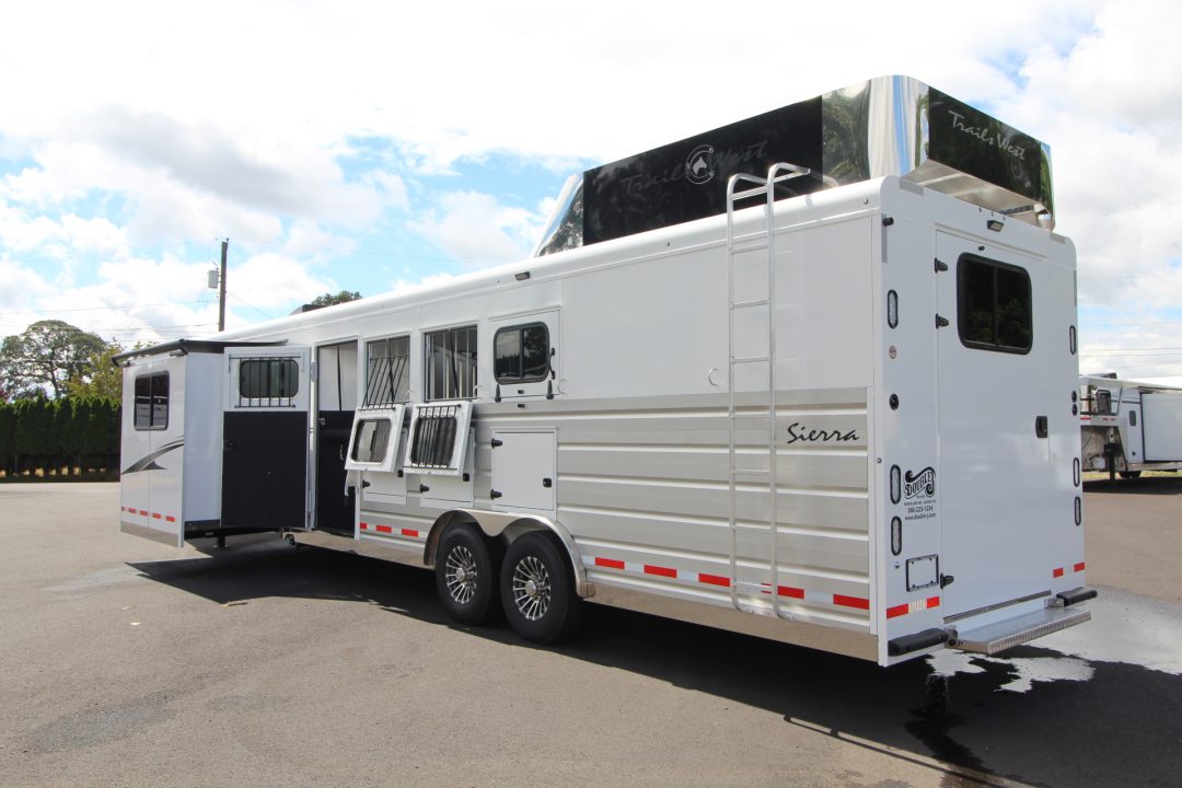 New 2027 Trails West Sierra 11x15 Living Quarters w/ Slide out - SIDE LOAD W/ Ramp - SOLAR - Gen Ready - Escape Door - 4 Horse Trailer