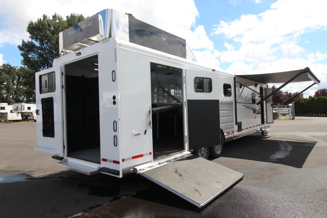 New 2027 Trails West Sierra 11x15 Living Quarters w/ Slide out - SIDE LOAD W/ Ramp - SOLAR - Gen Ready - Escape Door - 4 Horse Trailer