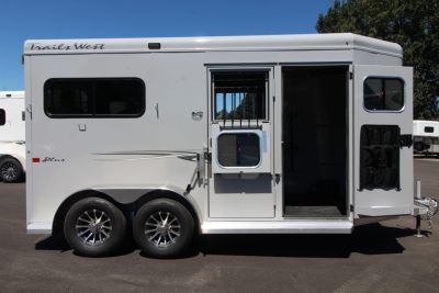 New 2027 Trails West Royale Plus Warmblood 2 Horse Trailer - Grey Paint - 2 Escape Doors - No Mangers