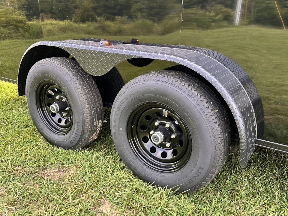 New 2026 7x16 Enclosed Trailer- 5200LB Tandem Axle-ROOF RACKS-DOUBLE DOORS-Black Poly-Blackout
