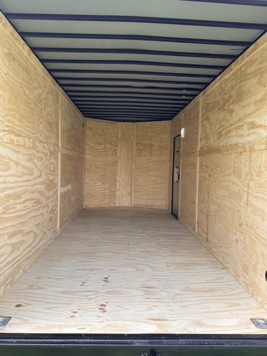 New 2026 7x16 Enclosed Trailer- 5200LB Tandem Axle-ROOF RACKS-DOUBLE DOORS-Black Poly-Blackout