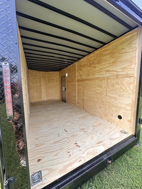 New 2026 7x16 Enclosed Trailer- 5200LB Tandem Axle-ROOF RACKS-DOUBLE DOORS-Black Poly-Blackout