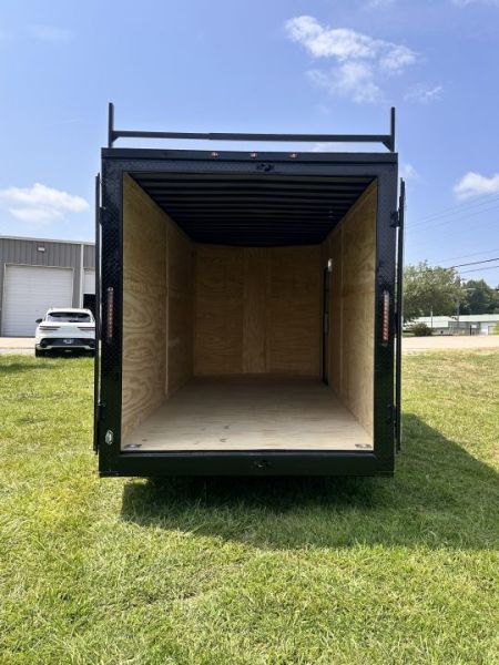 New 2026 7x16 Enclosed Trailer- 5200LB Tandem Axle-ROOF RACKS-DOUBLE DOORS-Black Poly-Blackout