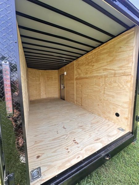 New 2026 7x16 Enclosed Trailer- 5200LB Tandem Axle-ROOF RACKS-DOUBLE DOORS-Black Poly-Blackout