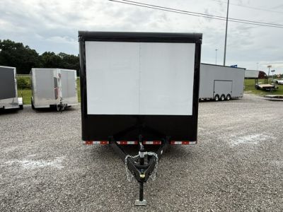 New Outlaw 8.5x20 12k White Black-Out W/ Flat Front, Rear Wing, Integrated Ramp Flap, and Rubber Coin Floor