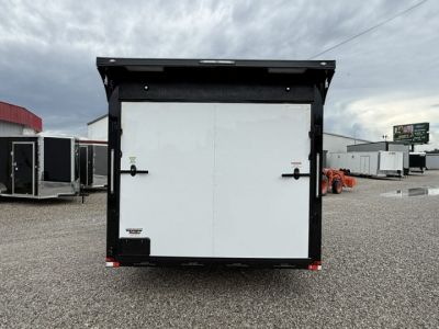 New Outlaw 8.5x20 12k White Black-Out W/ Flat Front, Rear Wing, Integrated Ramp Flap, and Rubber Coin Floor