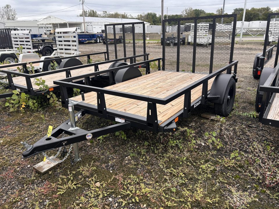 New 2027 HTC 6 X 10 FT STEEL UTILITY TRAILER SPRING ASSIST GATE LED LIGHTS