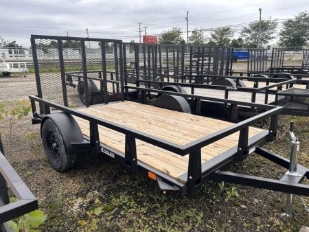 New 2027 HTC 6 X 10 FT STEEL UTILITY TRAILER SPRING ASSIST GATE LED LIGHTS