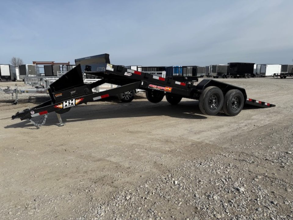 New 2027 H&H Black Steel 82"x20' 10k Electric Tilt Speed Loader Car Hauler Trailer