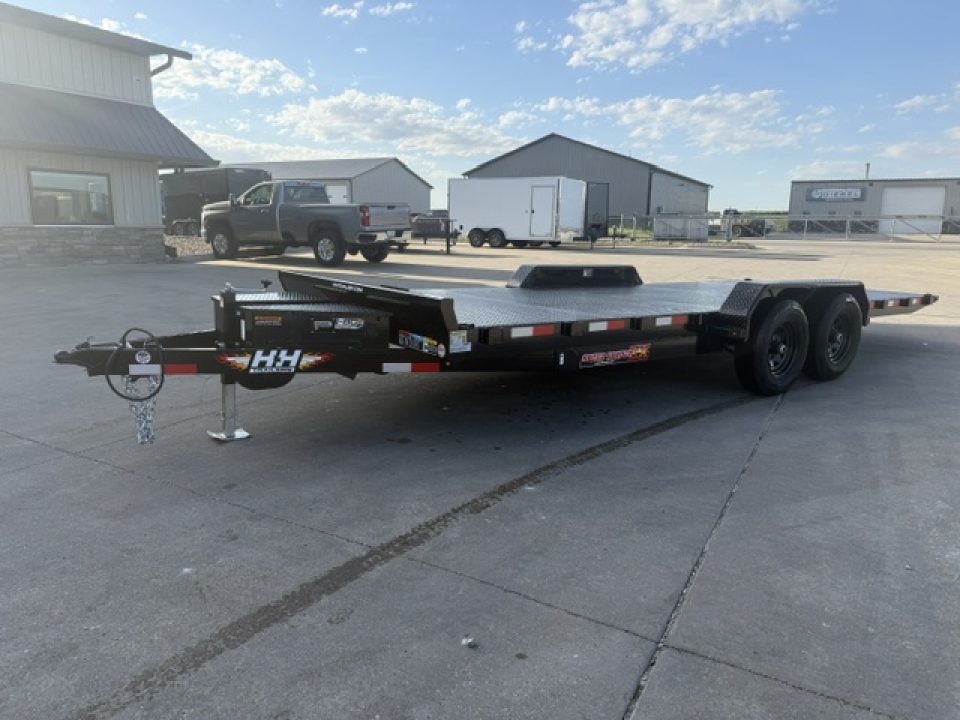 New 2027 H&H Black Steel 82"x20' 10k Electric Tilt Speed Loader Car Hauler Trailer