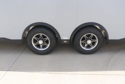 New In-Tech Lite 8.5x28 Race Trailer-10K Sportsman Gray W/ Black Trim- Tool Drawers, Extension Flap, Black Interior Trim, and Black Exterior Trim