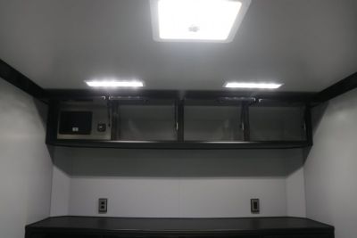 New In-Tech Lite 8.5x28 Race Trailer-10K Sportsman Gray W/ Black Trim- Tool Drawers, Extension Flap, Black Interior Trim, and Black Exterior Trim