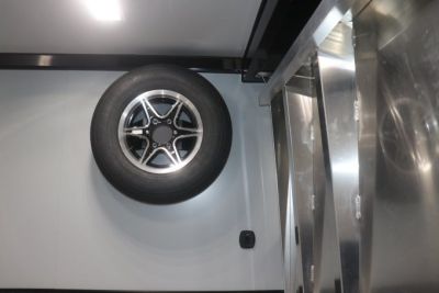 New In-Tech Lite 8.5x28 Race Trailer-10K Sportsman Gray W/ Black Trim- Tool Drawers, Extension Flap, Black Interior Trim, and Black Exterior Trim