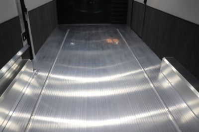 New In-Tech Lite 8.5x28 Race Trailer-10K Sportsman Gray W/ Black Trim- Tool Drawers, Extension Flap, Black Interior Trim, and Black Exterior Trim
