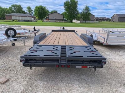 New 2027 Iron Bull 83x20 EWB Equipment Trailer 2)7K Straight Axles, Electric Brakes F-Adj., 3' Self Cleaning Dove Tail w/Rampage Ramps, Adj. 2 5/16" Coupler, LRE 10 Ply Tires