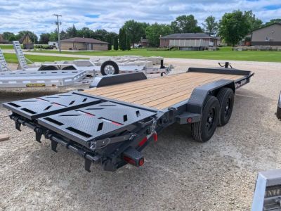 New 2027 Iron Bull 83x20 EWB Equipment Trailer 2)7K Straight Axles, Electric Brakes F-Adj., 3' Self Cleaning Dove Tail w/Rampage Ramps, Adj. 2 5/16" Coupler, LRE 10 Ply Tires