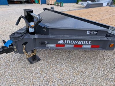 New 2027 Iron Bull 83x20 EWB Equipment Trailer 2)7K Straight Axles, Electric Brakes F-Adj., 3' Self Cleaning Dove Tail w/Rampage Ramps, Adj. 2 5/16" Coupler, LRE 10 Ply Tires, Removeable Fenders