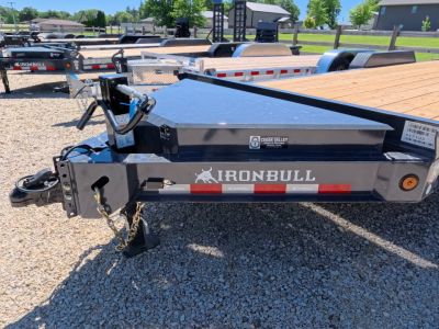 New 2027 Iron Bull 83 x 22 EWB Equipment Trailer with 2) 7K Straight Axles, Electric Brakes, 3' Self Cleaning Dove Tail with Rampage Ramps, Removeable Fenders and More!