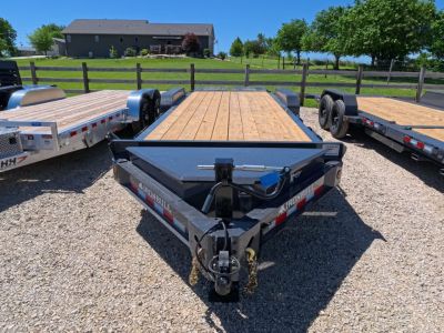 New 2027 Iron Bull 83 x 22 EWB Equipment Trailer with 2) 7K Straight Axles, Electric Brakes, 3' Self Cleaning Dove Tail with Rampage Ramps, Removeable Fenders and More!
