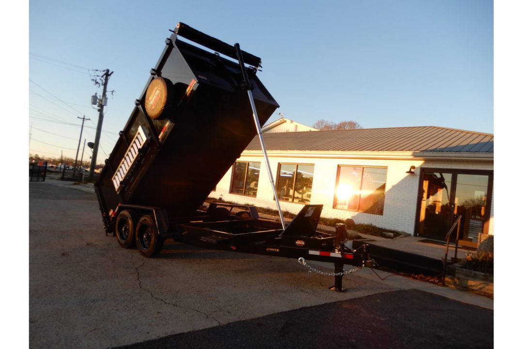 New 2026 Covered Wagon 7x14 Dump, 4' Sides, Ramps, Spare, 8K Axles