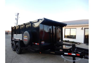 New 2026 Covered Wagon 7x14 Dump, 4' Sides, Ramps, Spare, 8K Axles