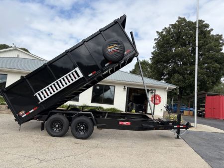 New 2027 Covered Wagon 7X16 Dump, 4' Sides, Ramps, Tarp & Spare