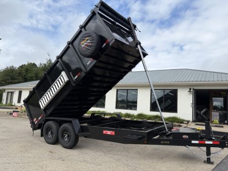 New 2027 Covered Wagon 7X16 Dump, 4' Sides, Ramps, Tarp & Spare