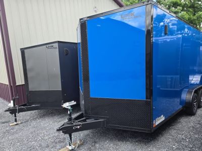 New 7.5 x 16 Look Element SE V-Nose Cargo Trailer 7K GVWR, **Tru Blue Composite w/Black Out Trim, Rear Flare w/ Lights, Alum Wheels & Ramp Door