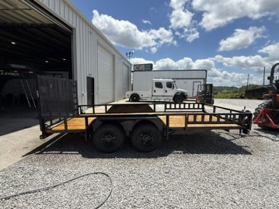 New Load Trail Utility 83x16 Tandem Axle 7K- Black W/ Side Rail Ramps