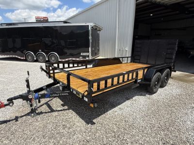 New Load Trail Utility 83x16 Tandem Axle 7K- Black W/ Side Rail Ramps