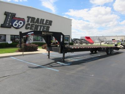 Used 2017 Kaufman Trailers 8 x 34 Gooseneck Car Hauler Deckover Trailer 16K / Winch