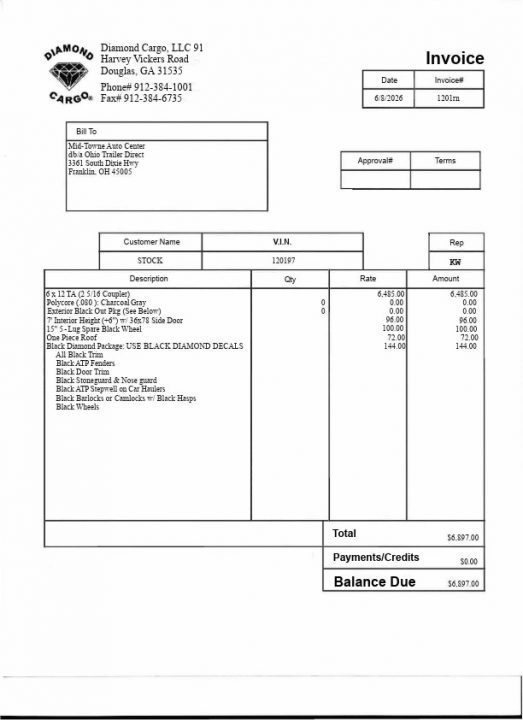 New 2026 DIAMOND CARGO 6 x 12 TA Cargo / Enclosed Trailer