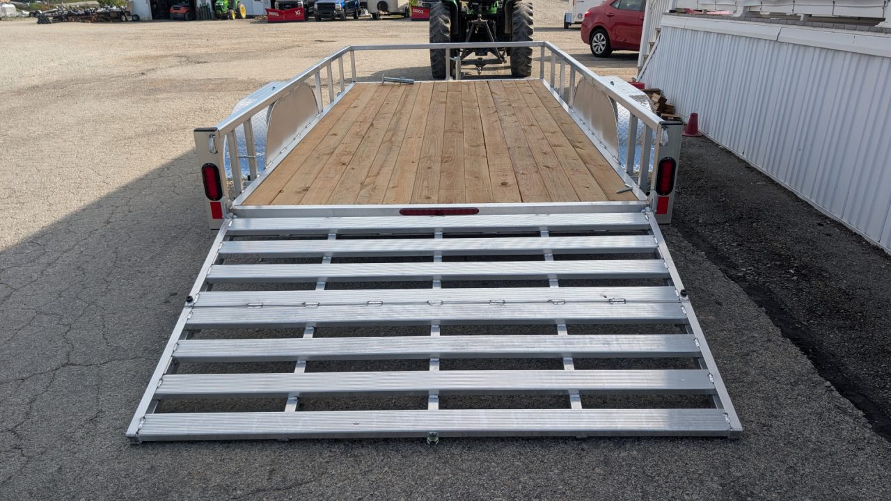 New 2027 Legend 7x14 Open Deluxe Aluminum Tandem Axle Utility Trailer w/ Bi-Fold Gate