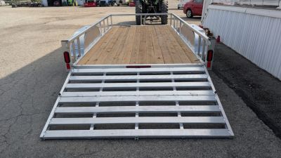 New 2027 Legend 7x14 Open Deluxe Aluminum Tandem Axle Utility Trailer w/ Bi-Fold Gate