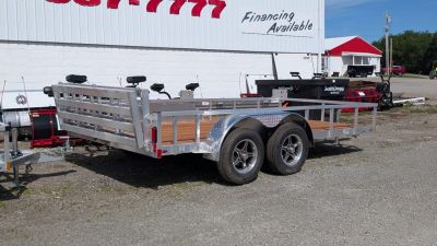 New 2027 Legend 7x14 Open Deluxe Aluminum Tandem Axle Utility Trailer w/ Bi-Fold Gate