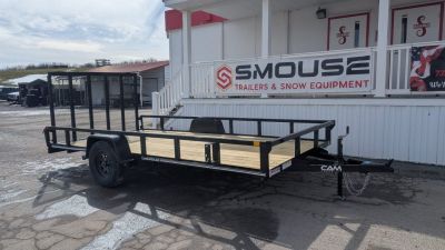 New 2026 CAM SUPERLINE 7x14 Tubular Top Rail Utility Trailer w/ Spring Assist/ Lay Down Ramp