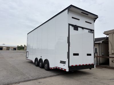 New Haulmark EDGE 8.5x30 Stacker 21K- White W/ Steel Frame, Black Lift & Recessed E-Track