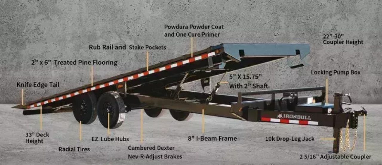 New 2027 Iron Bull 102"x24' 14K Deckover Tilt Trailer