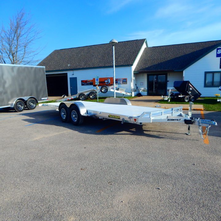 New 2027 Aluma 8220 HEAVY TILT TANDEM AXLE ELECTRIC BRAKE FRONT RAIL STD 5K RTD 15" ALUMINUM WHEELS Car Hauler