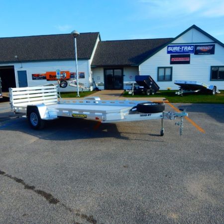 New 2027 Aluma 7712 HEAVY SLOTTED SINGLE AXLE BI-FOLD TAILGATE Utility Trailer