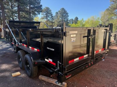 New 2026 Top Hat Trailers 7'X16' Gooseneck Dump Trailer Long Arm14000 lb G.V.W. 3' Sides Dump Trailer