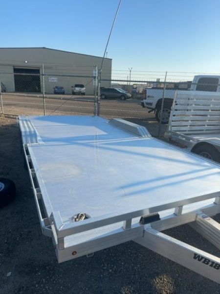 New 2027 Aluma 18' Wide Body Tandem Axle Electric Brake Drive-On Fender Ramp Front Rail Rub Rail Std 5K RTD 14  Aluminum Wheels Utility Trailer