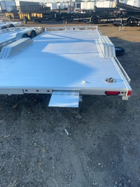 New 2027 Aluma 18' Wide Body Tandem Axle Electric Brake Drive-On Fender Ramp Front Rail Rub Rail Std 5K RTD 14" Aluminum Wheels Utility Trailer