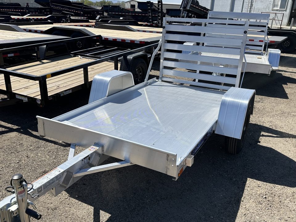 New 2027 Aluma 548 Aluminum Deck Single Axle Straight Tailgate 13" Steel Wheels Utility Trailer