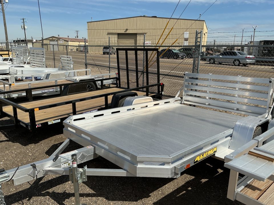 New 2027 Aluma 7710 Heavy Slotted Single Axel Bi-Fold Tailgate Utility Trailer